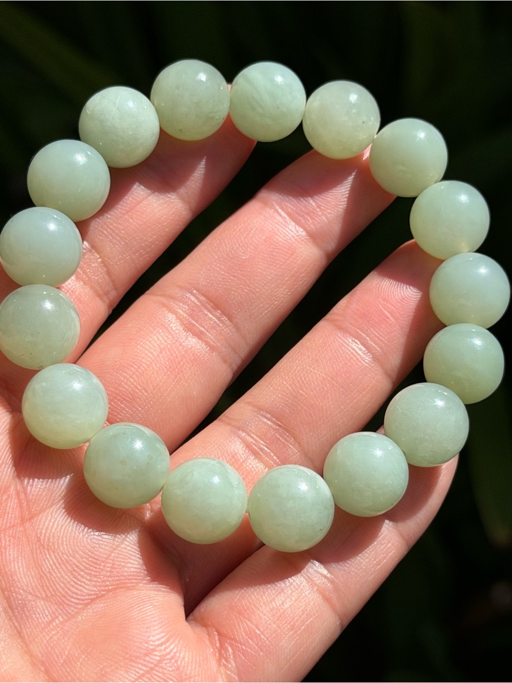 Green Jade Bead Stretch Bracelet Palo